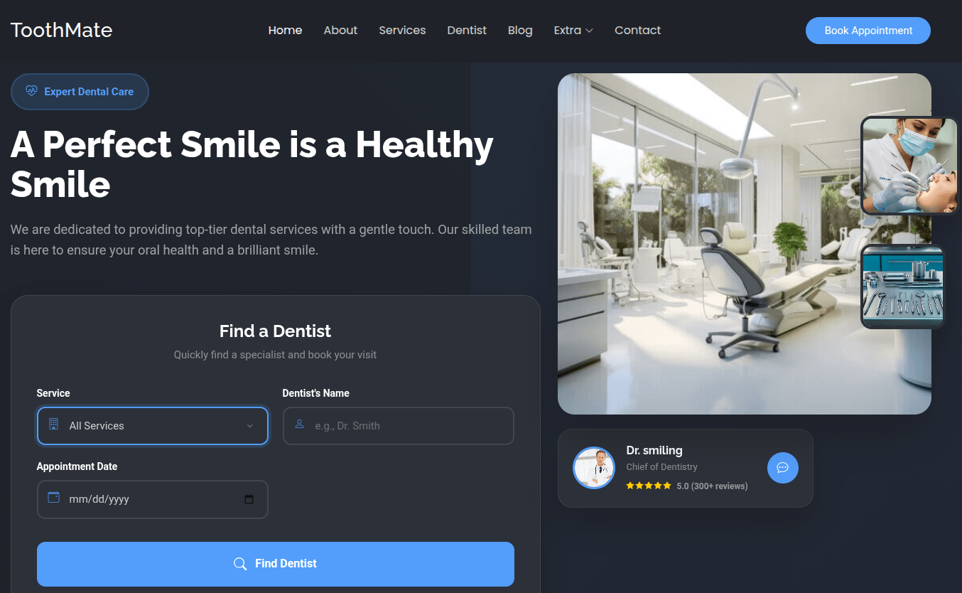 Dental Clinic Dark Theme