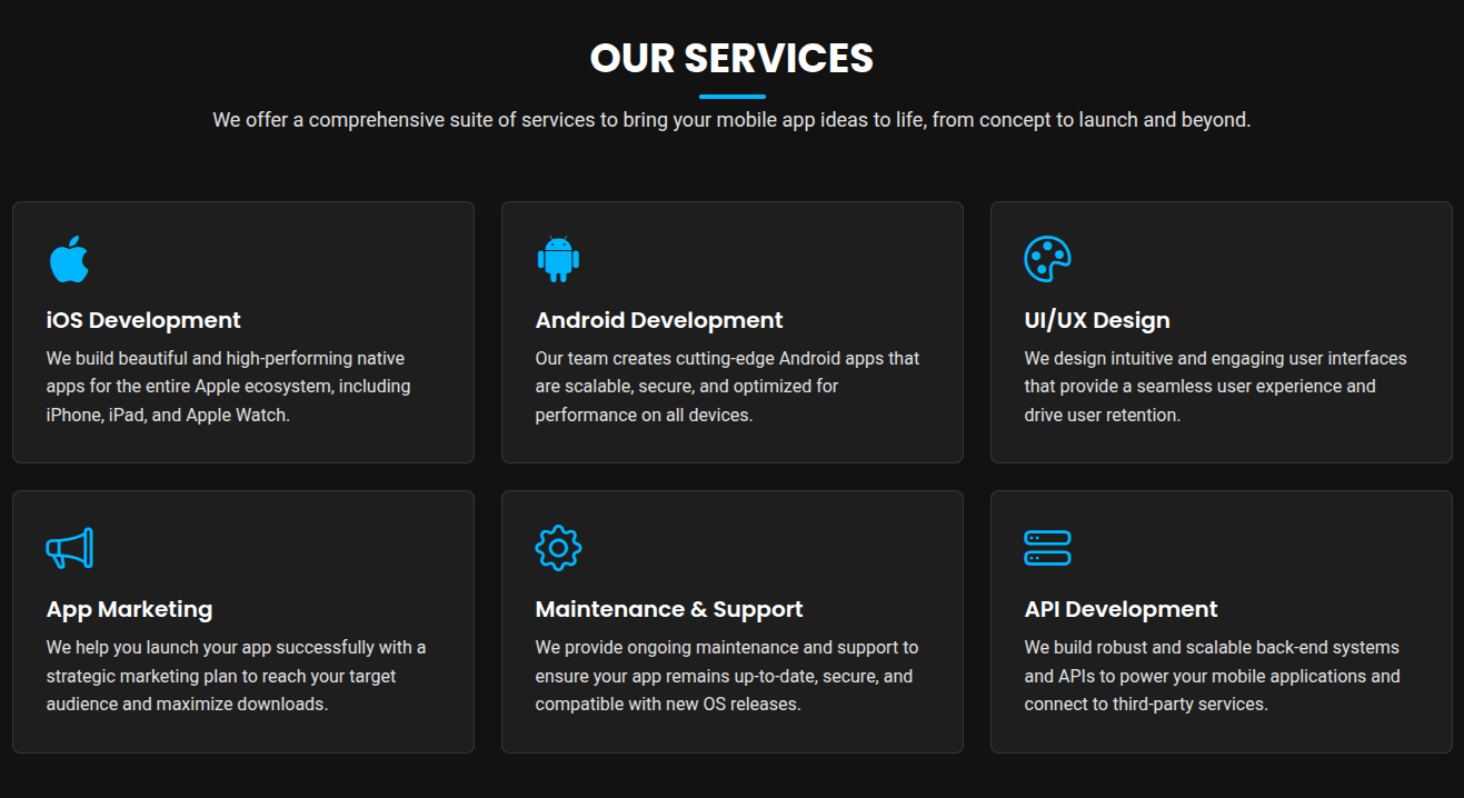 Mobile App Service Section View